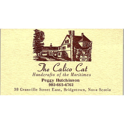 The Calico Cat Peggy Hutchinson Bridgetown Nova Scotia Business Card SF3-B6