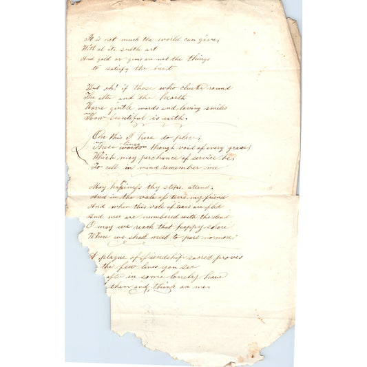 1870s Handwritten Poetry Poems "Think After Me" D23