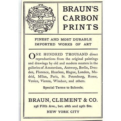 Braun's Carbon Prints Braun, Clement & Co New York - 1908 Ad AF5-5