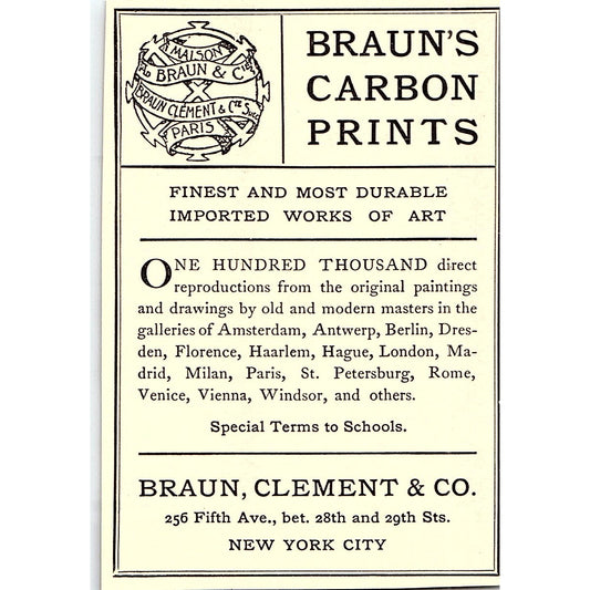Braun's Carbon Prints Braun, Clement & Co New York - 1908 Ad AF5-5