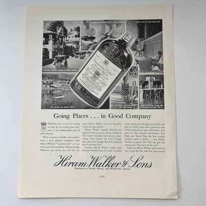 Hiram Walker & Sons Peoria Illinois, Walkerville Ontario 1935 Ad V1-5