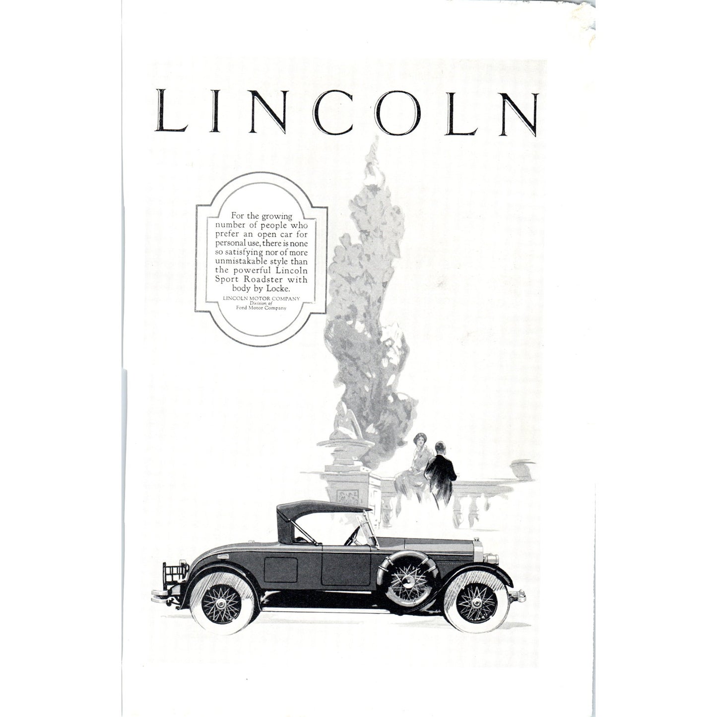 Lincoln Locke Sport Roadster Automobile Car - Vintage Magazine Ad D20