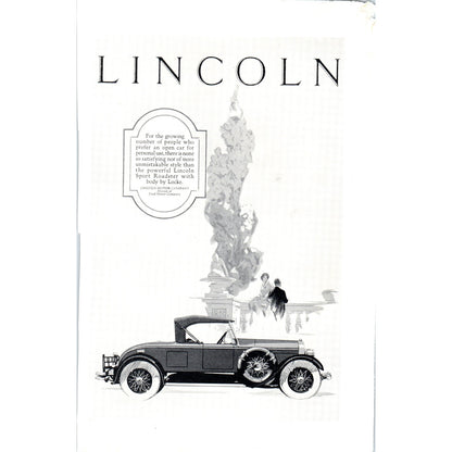 Lincoln Locke Sport Roadster Automobile Car - Vintage Magazine Ad D20