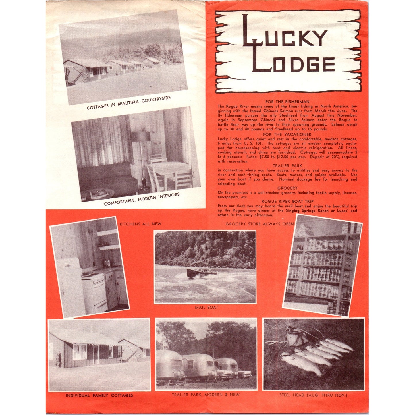 1950s Lucky Lodge Rogue River Wedderburn Oregon Travel Brochure AF7-E8