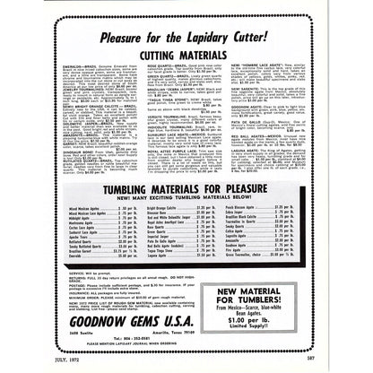 Goodnow Gems USA Lapidary Amarillo Texas 1972 Ad AF8-3