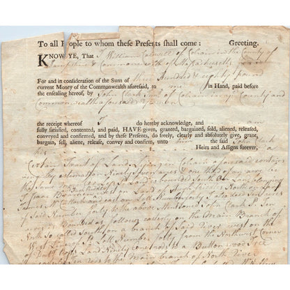 1795 Court Document J. William Caldwell Massachusetts John Clark AE6