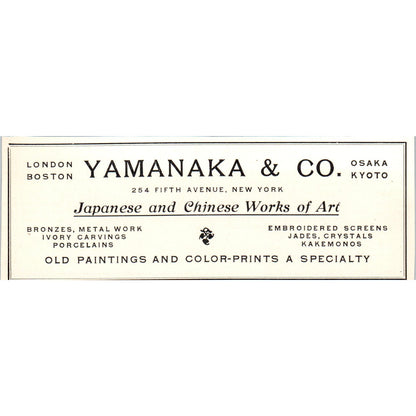 Yamanaka & Co Japanese & Chinese Works of Art Osaka Kyoto c1905 Ad AF1-CM4