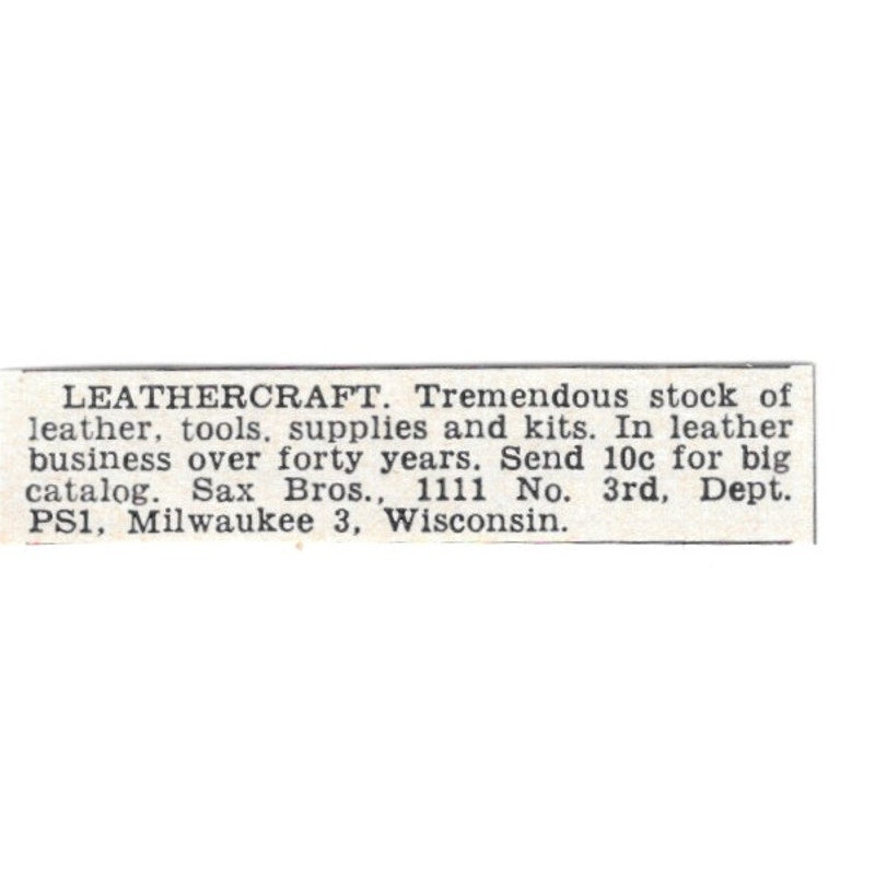 Leathercraft - Sax Bros Milwaukee Wisconsin 1955 Ad AG1-S3