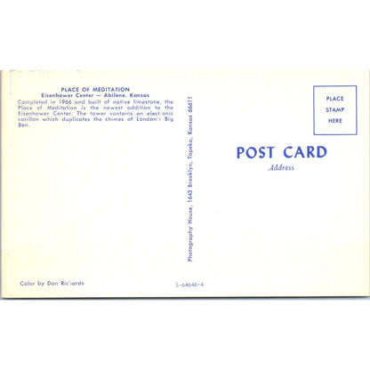 The Eisenhower Center - Place of Meditation Abilene Kansas Vintage Postcard PC12