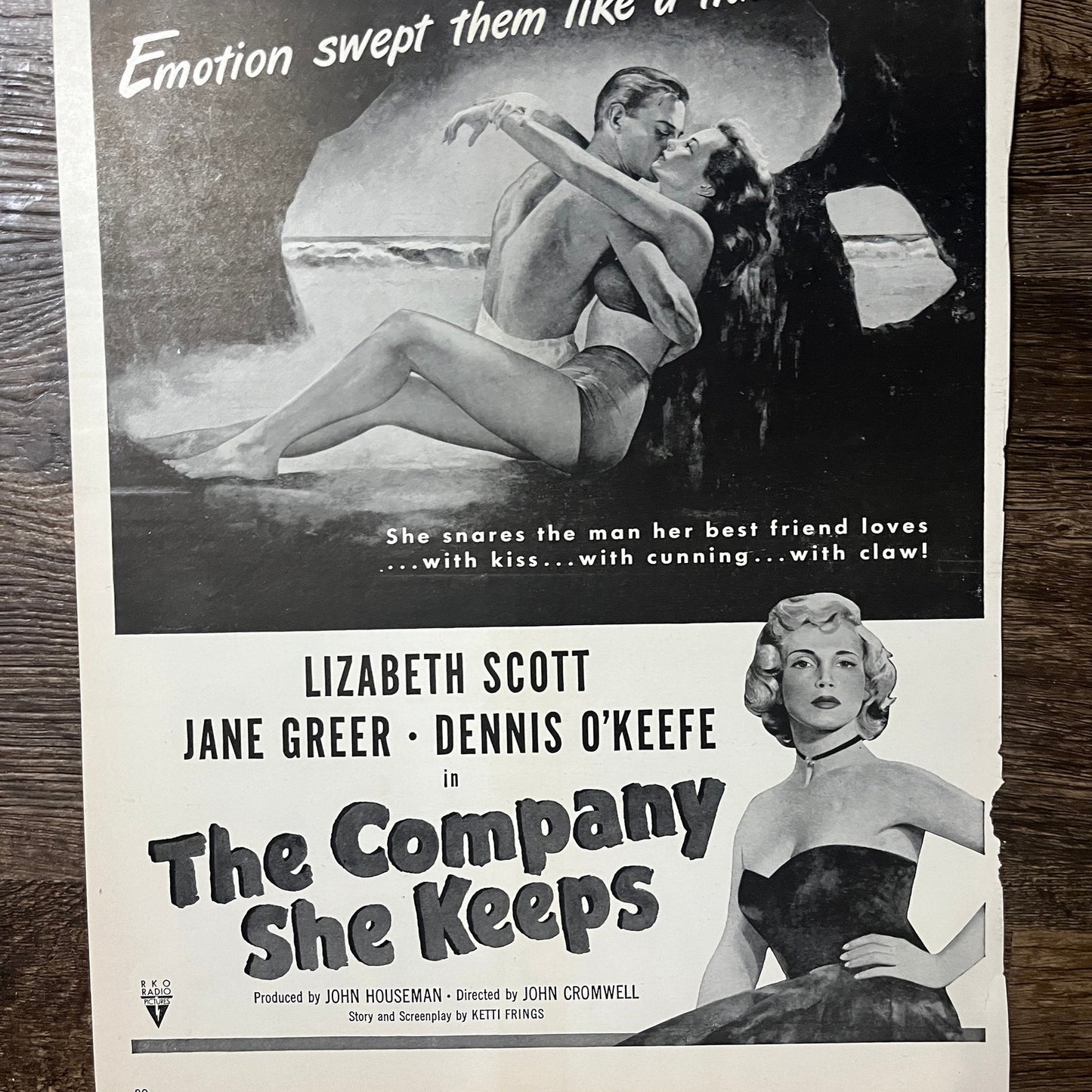 The Company She Keeps Motion Picture Lizabeth Scott Vintage Magazine Ad 11x14 V9