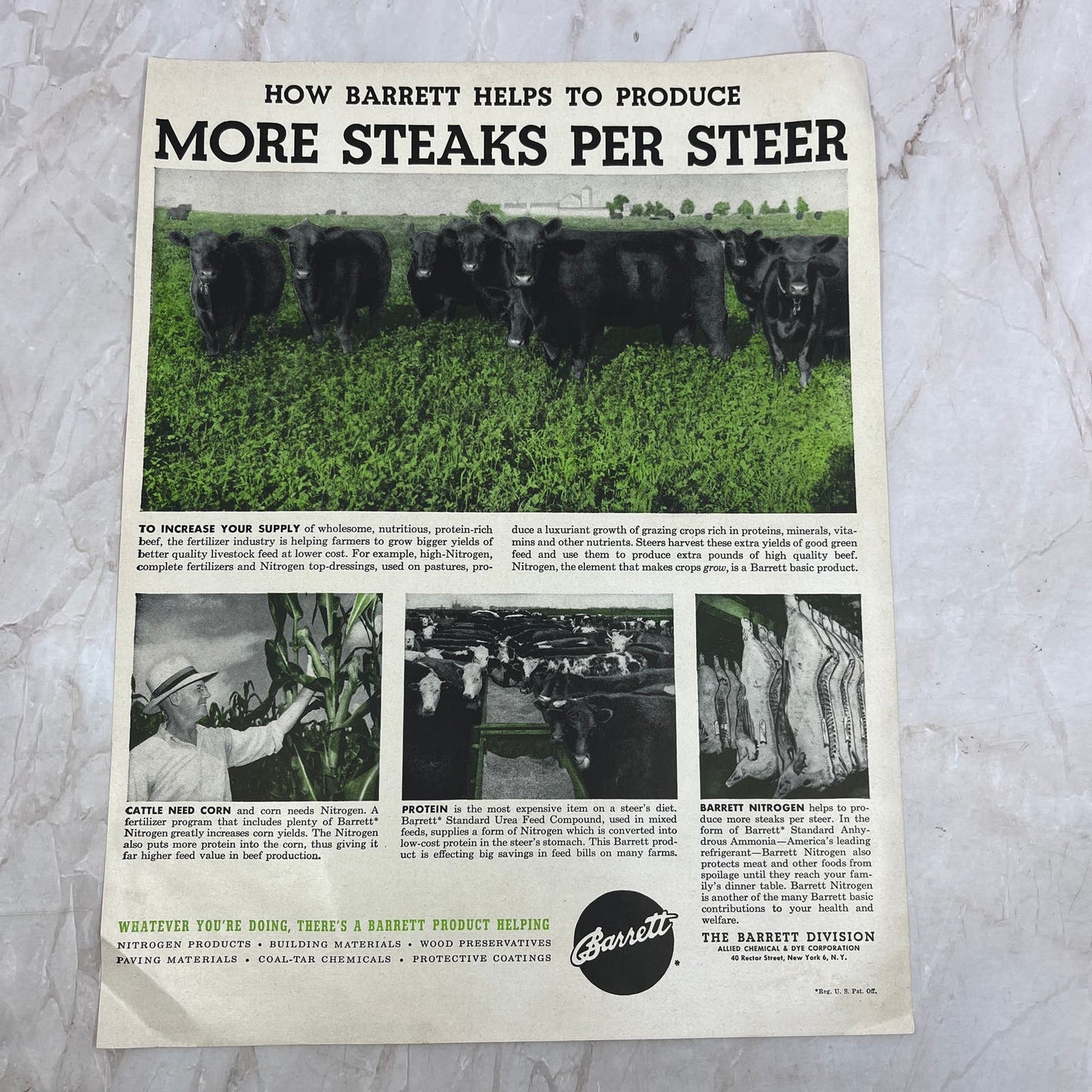 Allied Chemical & Dye Corp Barrett Division NY 1951 Magazine Ad FL6-10