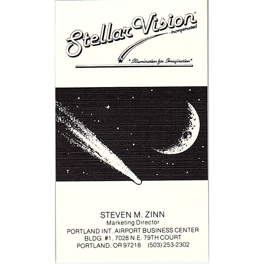 Stella Vision  Steven M Zinn Portland Oregon Vintage Business Card SB4-B9