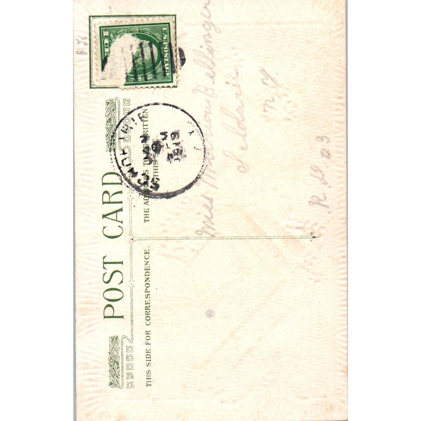 1919 New Year John Winsch Back Original Postcard PC9