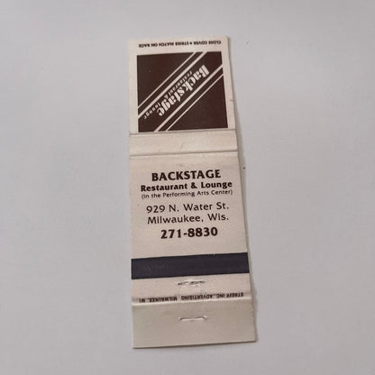 Backstage Restaurant & Lounge Milwaukee WI Vintage Matchbook Cover TB6-MB2-1