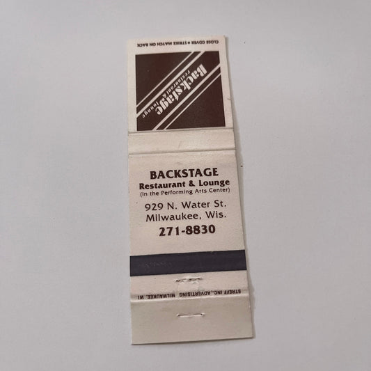 Backstage Restaurant & Lounge Milwaukee WI Vintage Matchbook Cover TB6-MB2-1
