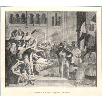 Kriemhild Discovers Siegfried's Murderer c1890 Victorian Print AE8-CH2