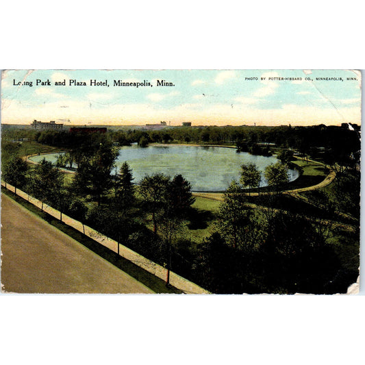 1911 Loring Park and Plaza Hotel Minneapolis MN Vintage Postcard PD1