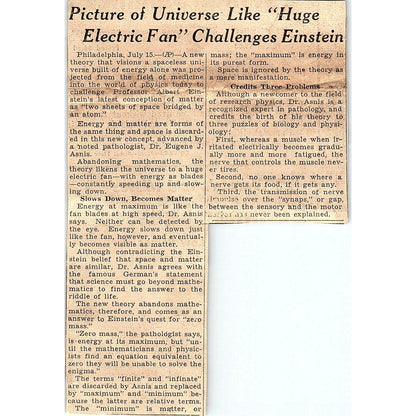 Picture of Universe As Huge Electric Fan Challenges Einstein 1935 Article AG6-H2