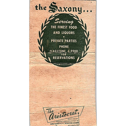 The Saxony Milwaukee WI Vintage Matchbook Cover SF3-Y4