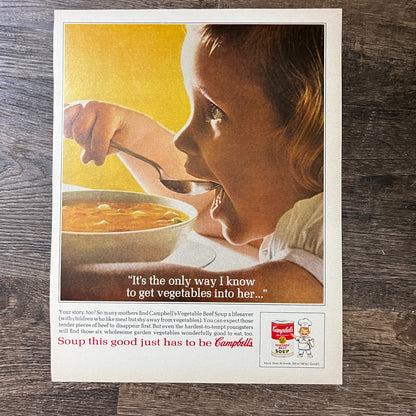 Campbell's Vegetable Beef Soup Vintage Magazine Ad 10x13 V7