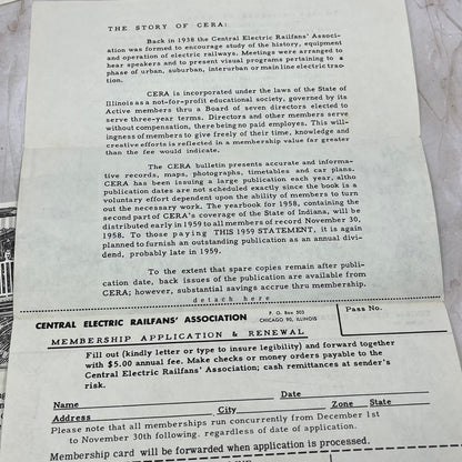 c1959 CERA Central Electric Railfans Association Ephemera Lot AE5