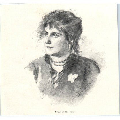 A Girl of The People Sketch Illustration Print 1892 Magazine Ad AK5-H8