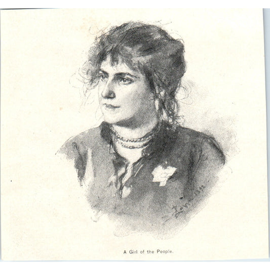 A Girl of The People Sketch Illustration Print 1892 Magazine Ad AK5-H8