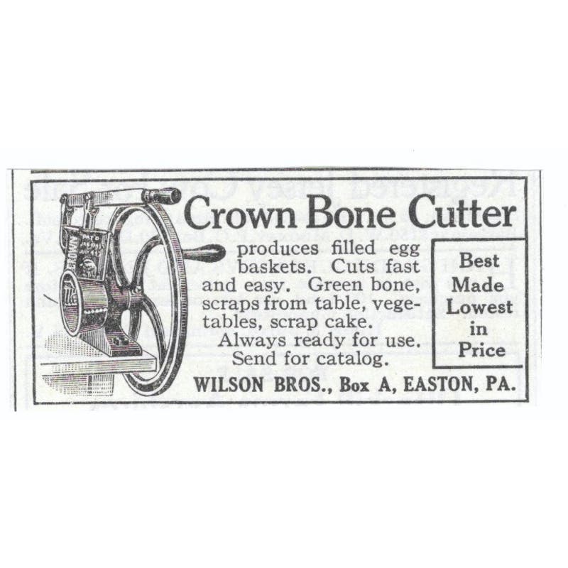 Crown Bone Cutter Wilson Bros Easton PA 1913 Magazine Advertisement AE7-N8