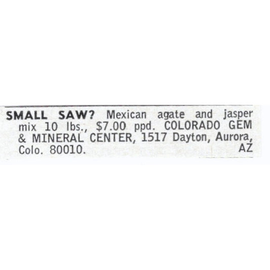 Colorado Gem & Mineral Center Aurora CO 1964 Magazine Ad AB6-LJS9