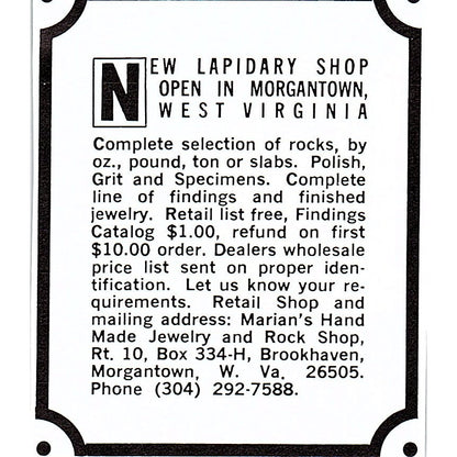 Milltons Lapidary Supply Mountain View CA 1972 Ad AF8-M1