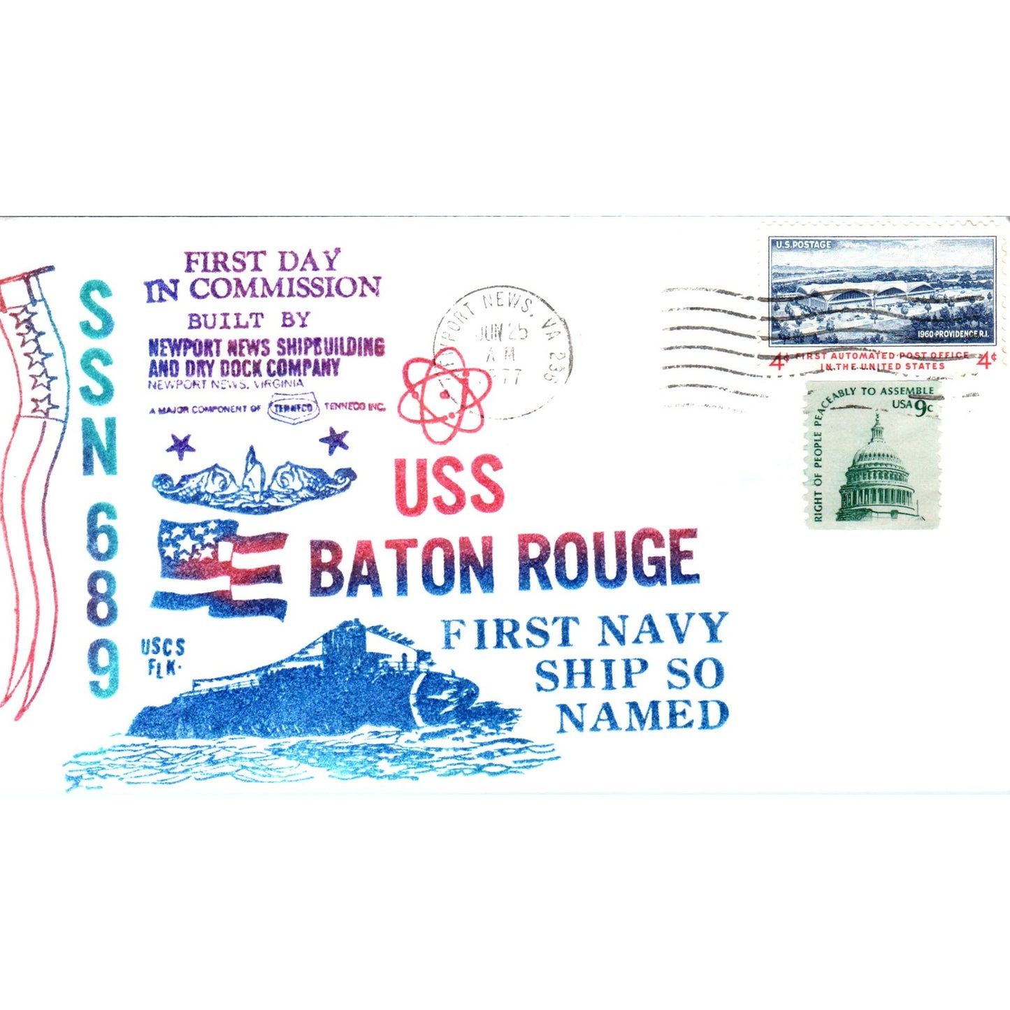 1977 USS Baton Rouge First Day in Commission Postal Cover Envelope TG7-PC3-1
