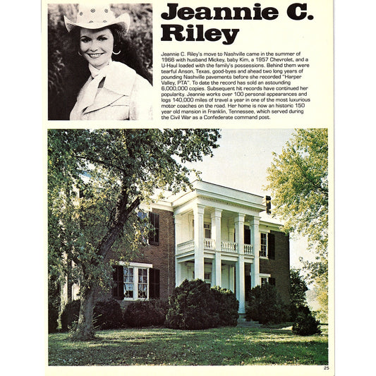 Bob Luman - Jeannie C. Riley Double Sided Bio & Home 1977 Photo Print AF3-6