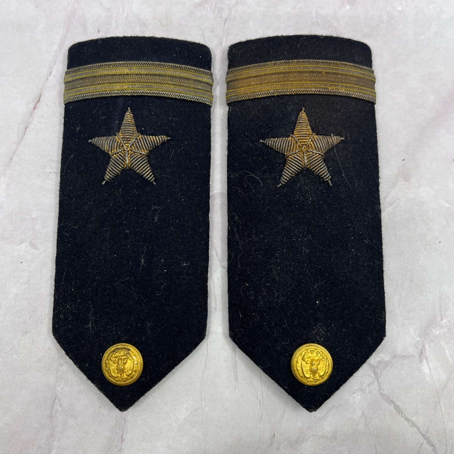 c1950 Korean War Era USN Ensign Rank Navy Bullion Shoulder Board Set SC1