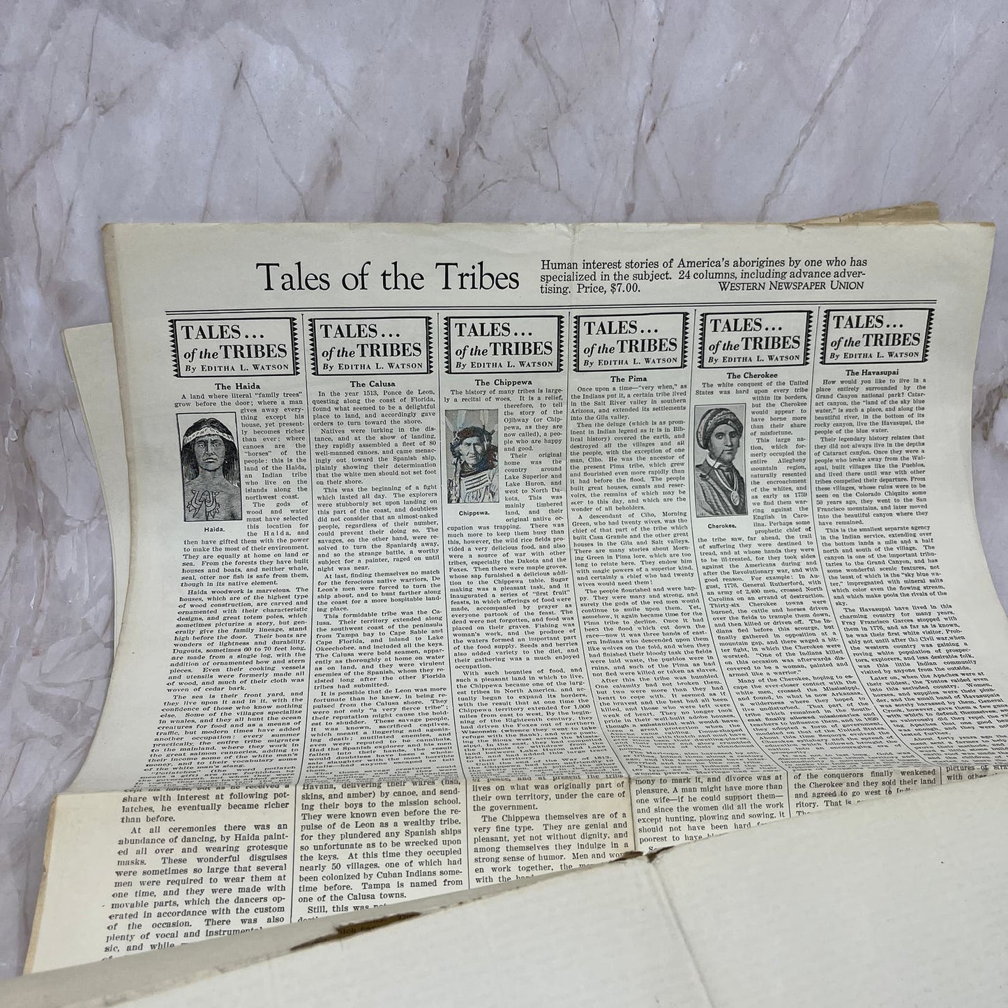 1931 Western Newspaper Union Tales of the Tribes Newspaper Native Americans AE3