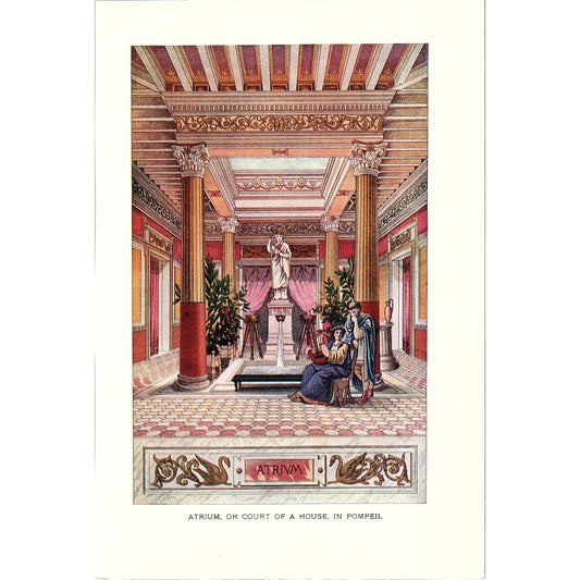 Atrium or Court of a House in Pompeii Vintage Art Print 7x9 V12