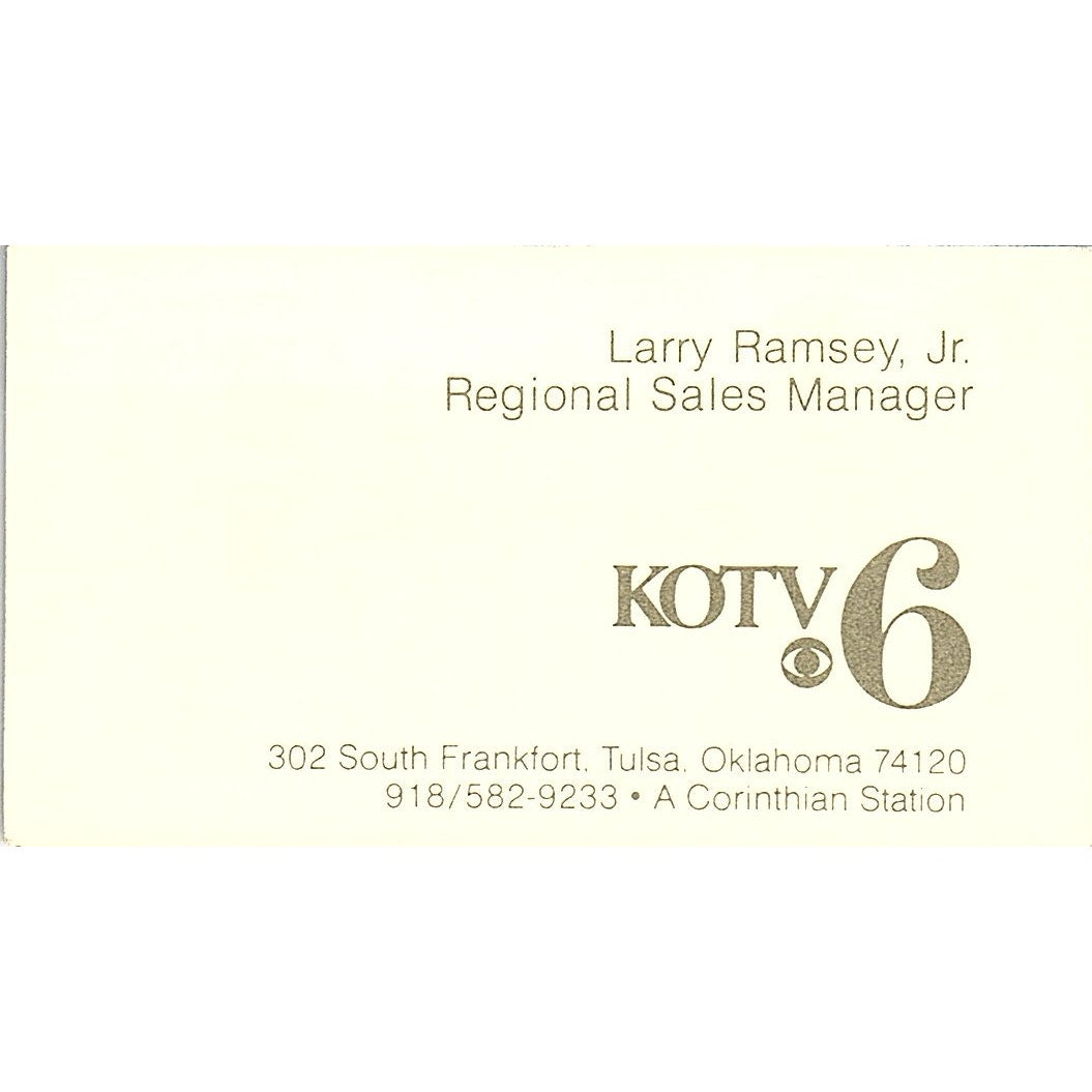 KOTV 6 Larry Ramsey, Jr. Tulsa OK Vintage Business Card SSB4-B12