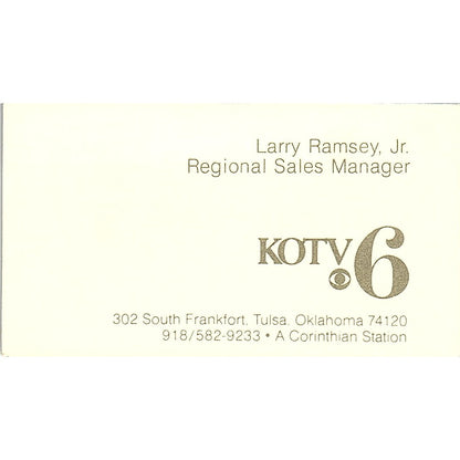 KOTV 6 Larry Ramsey, Jr. Tulsa OK Vintage Business Card SSB4-B12
