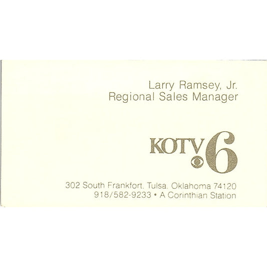 KOTV 6 Larry Ramsey, Jr. Tulsa OK Vintage Business Card SSB4-B12