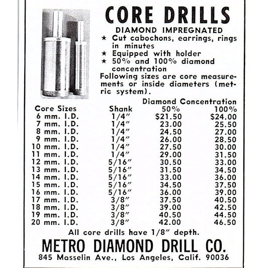 Metro Diamond Drill Co Los Angeles 1972 Ad AF8-M1