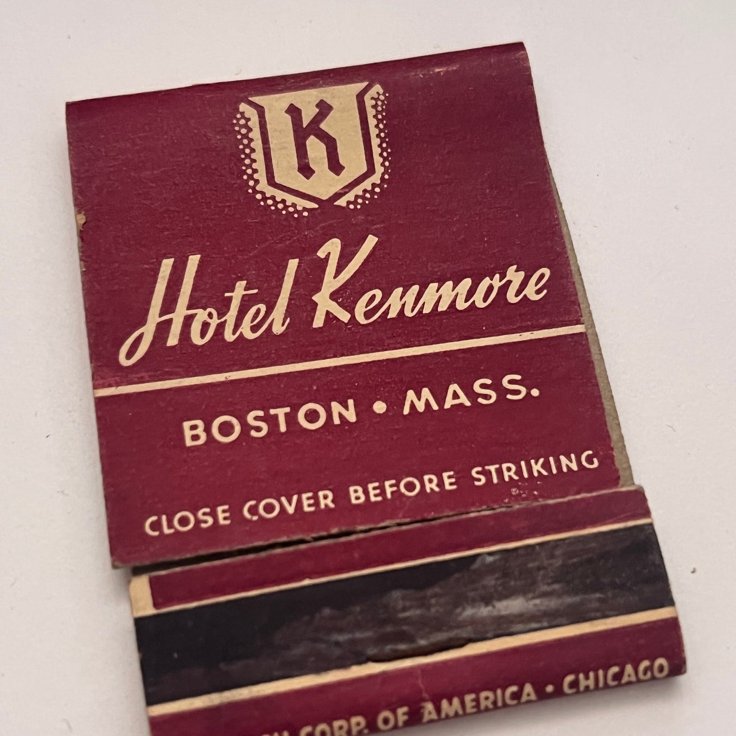 Hotel Kenmore Boston MA William T Bigler Vintage Matchbook Cover TB8-MB-5