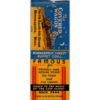 The Covered Wagon Restaurant Minneapolis MN Vintage Matchbook Cover SF4-Y2