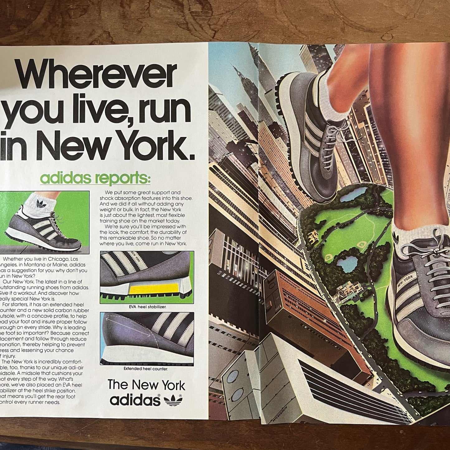 New York Adidas Shoes - Run New York McLoughlin Art 2 Page 8x11" 1983 Ad AF6-16