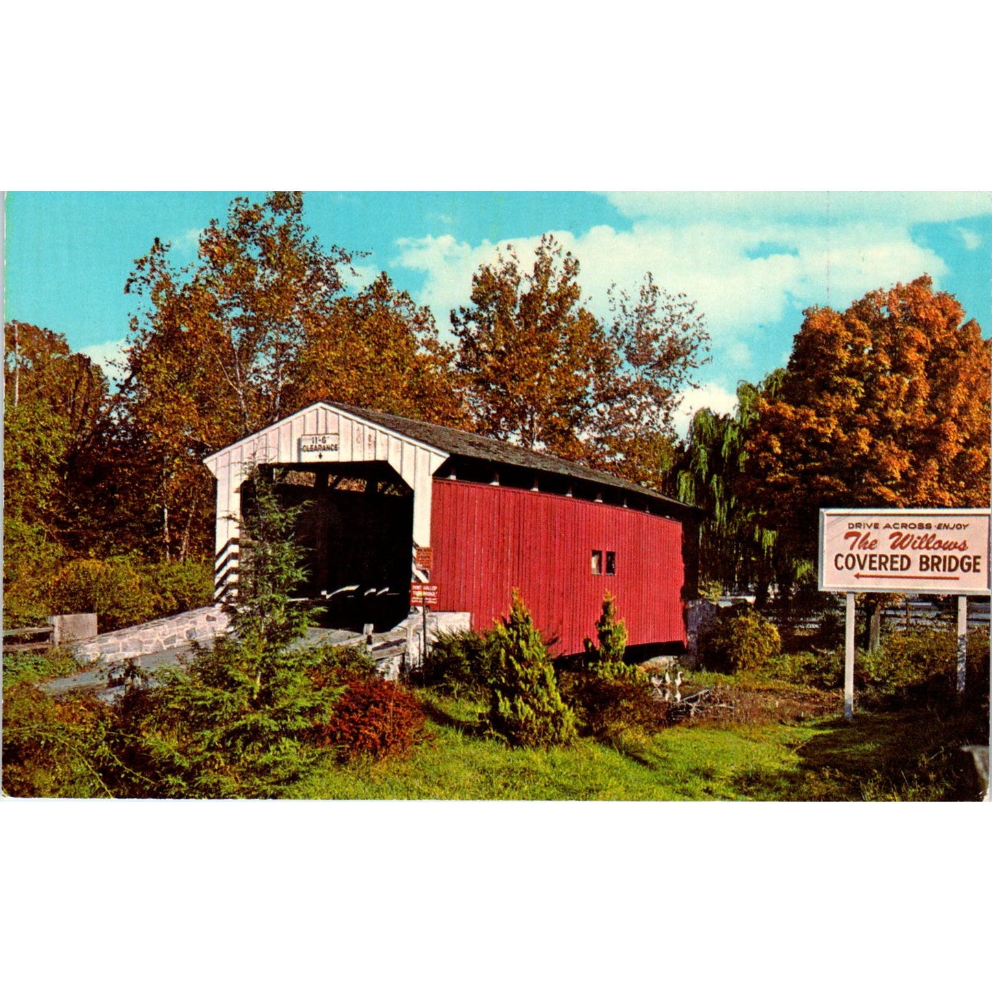 The Willows Covered Bridge Lancaster PA Vintage Covered Bridge Postcard PD6