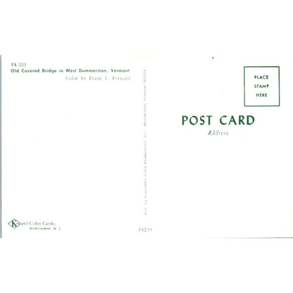 Old Covered Bridge in West Dummerston Vermont VT Covered Bridge Postcard PC1