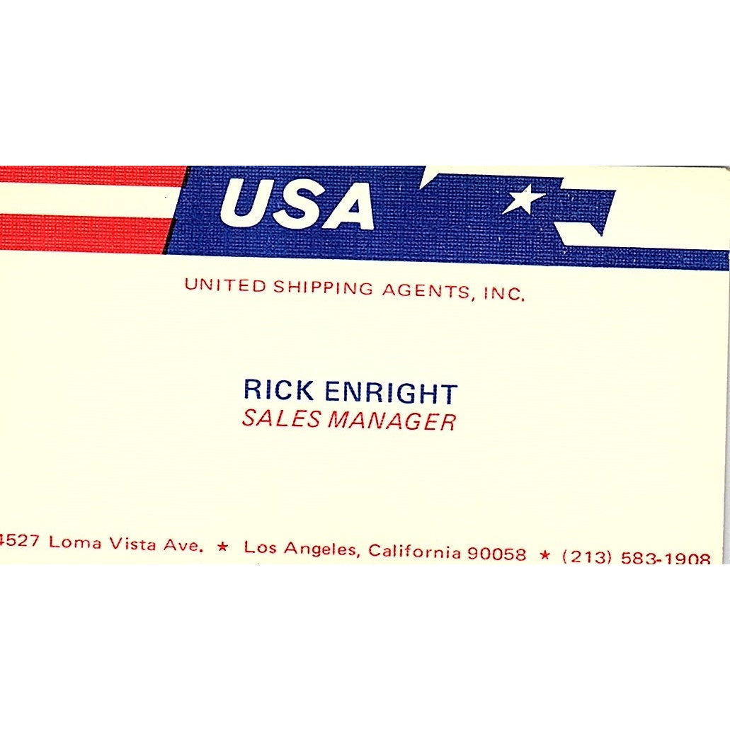 United Shipping Agents Rick Enright Los Angeles CA Business Card SB4-B11