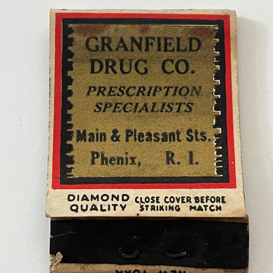 Granfield Drug Co Phenix Rhode Island Vintage Matchbook Cover TB6-MB1-4