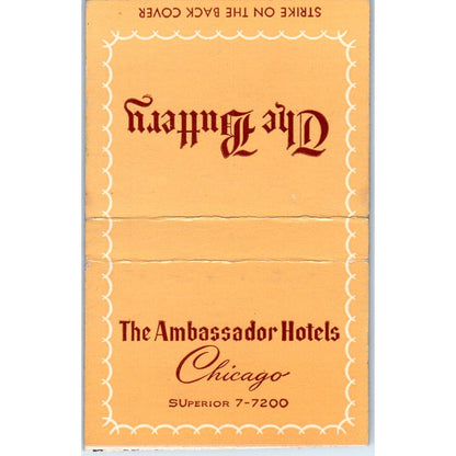 The Buttery Ambassador Hotels Chicago Vintage Matchbook Cover SF4-Y6