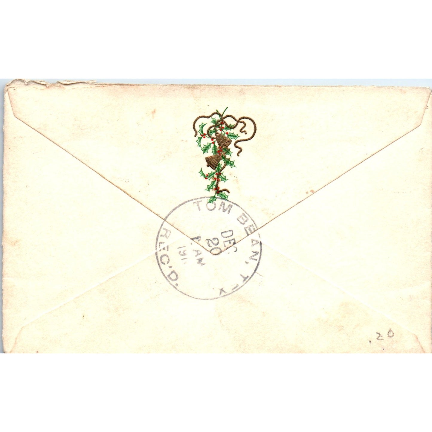 1911 Sherman Texas to Mr. Jackson Tom Bean Texas Postal Cover Envelope TG7-PC2