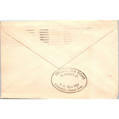 Cristobal Canal Zone to J.H. Brownback Trappe PA Postal Cover Envelope TG7-PC3