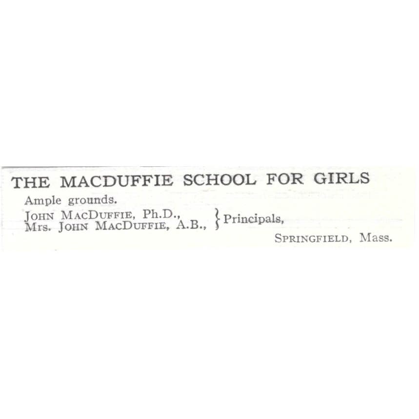 The John MacDuffie School for Girls Springfield MA c1918 Advertisement AE5-SV1